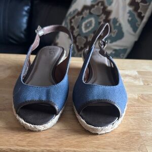 Life Stride Navy Espadrille Wedge Sandals